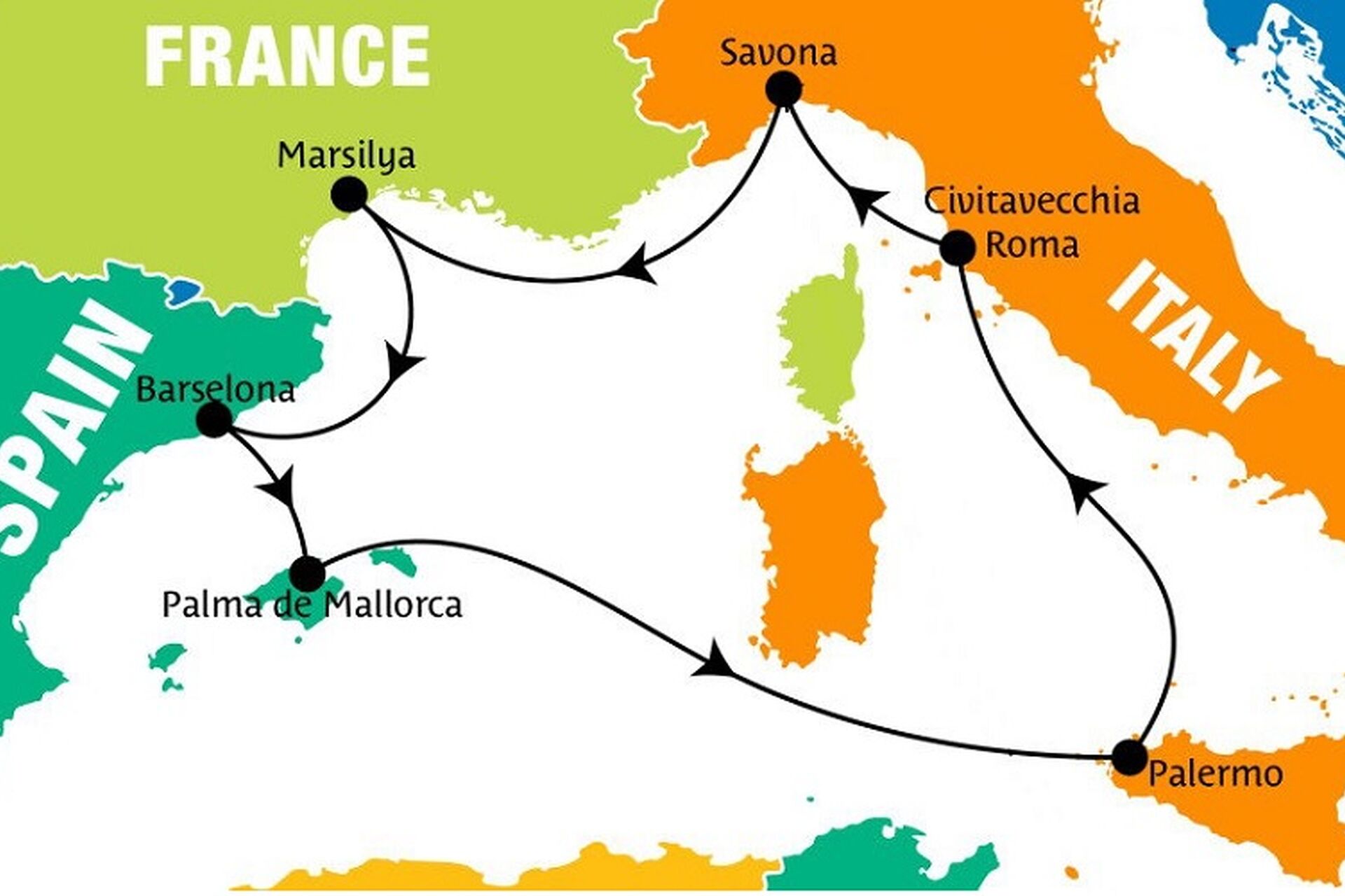 Costa Toscana Balear Adaları & Batı Akdeniz & Sicilya